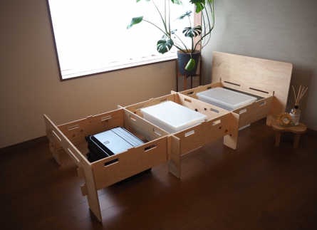多機能簡易組立合板ベッド　もくみんシンプル画像